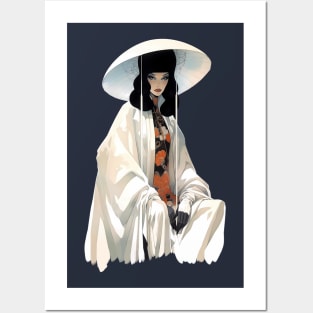 Japanese woman in fashion kimono Posters and Art